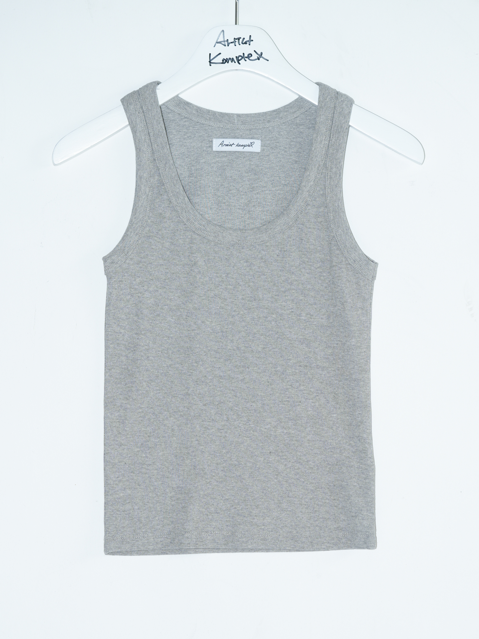 ARTIST RIBBED SQUARE NECK SLEEVELESS (GREY)