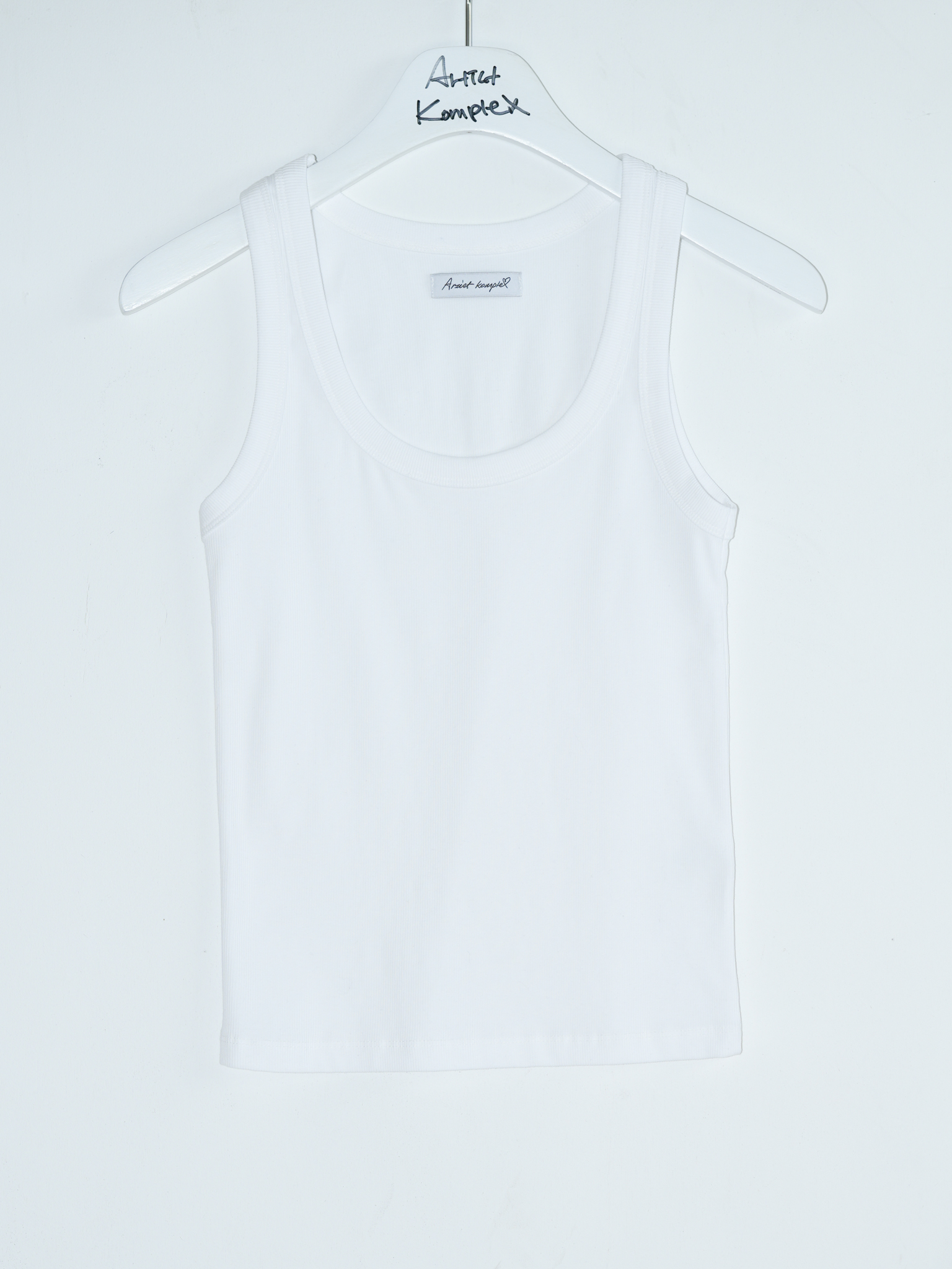 ARTIST RIBBED SQUARE NECK SLEEVELESS (WHITE)
