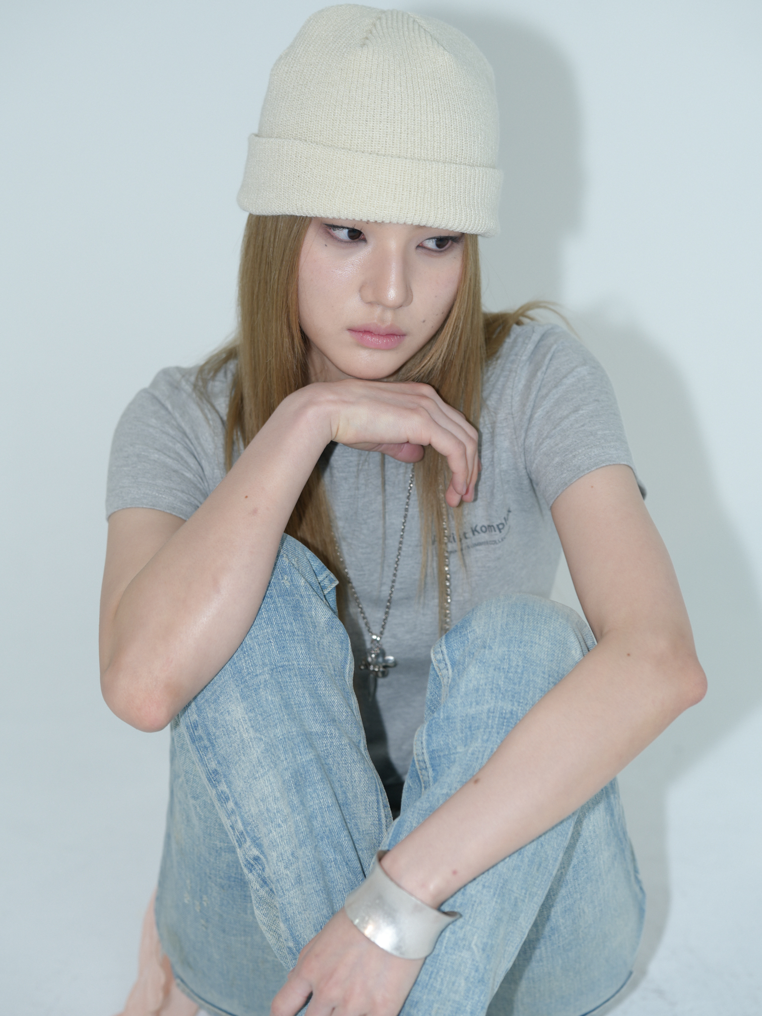 ARTIST LEATHER LABEL BASIC BEANIE (IVORY)