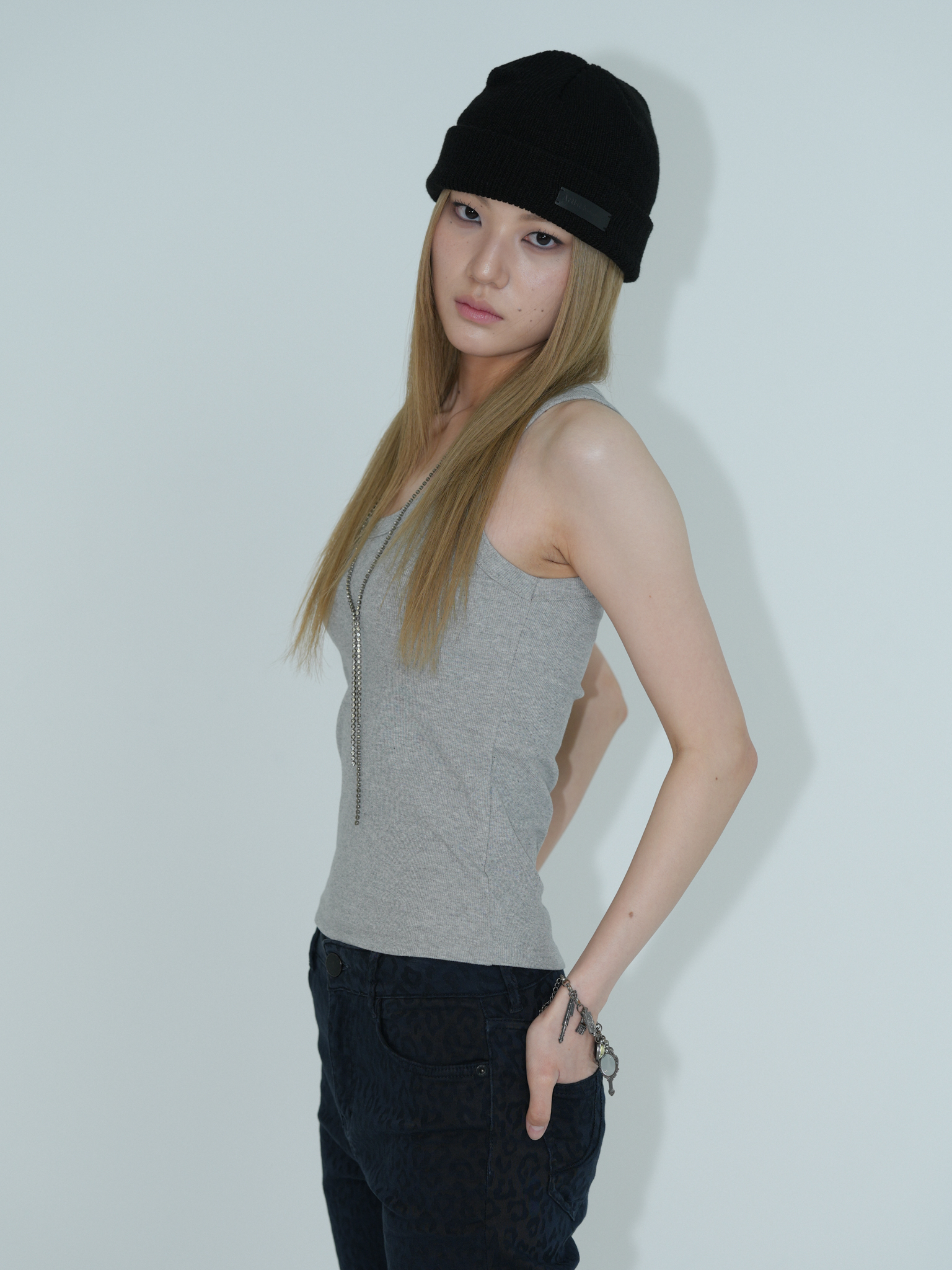 ARTIST LEATHER LABEL BASIC BEANIE (BLACK)