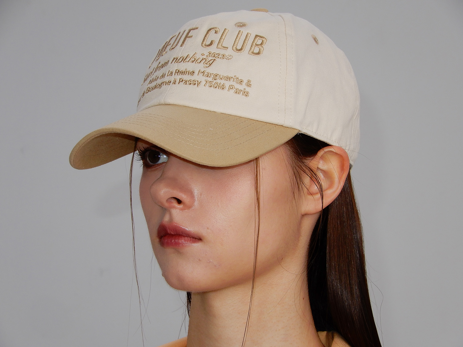 L'OEUF CLUB Slogan Ball Cap (Off white/Beige)