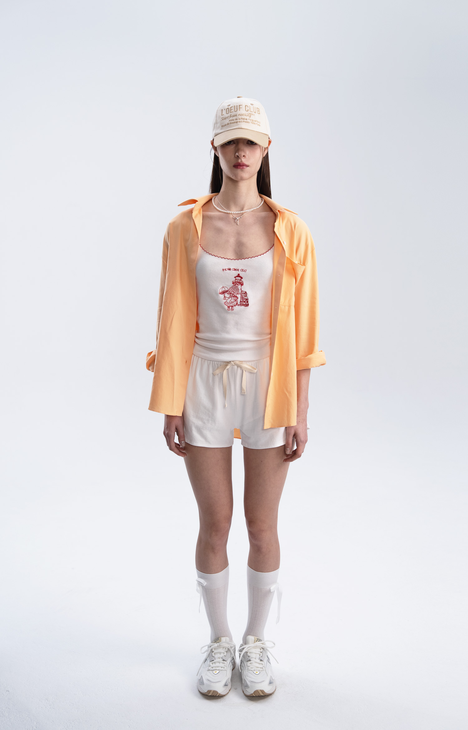 L'OEUF CLUB Slogan Ball Cap (Off white/Beige)