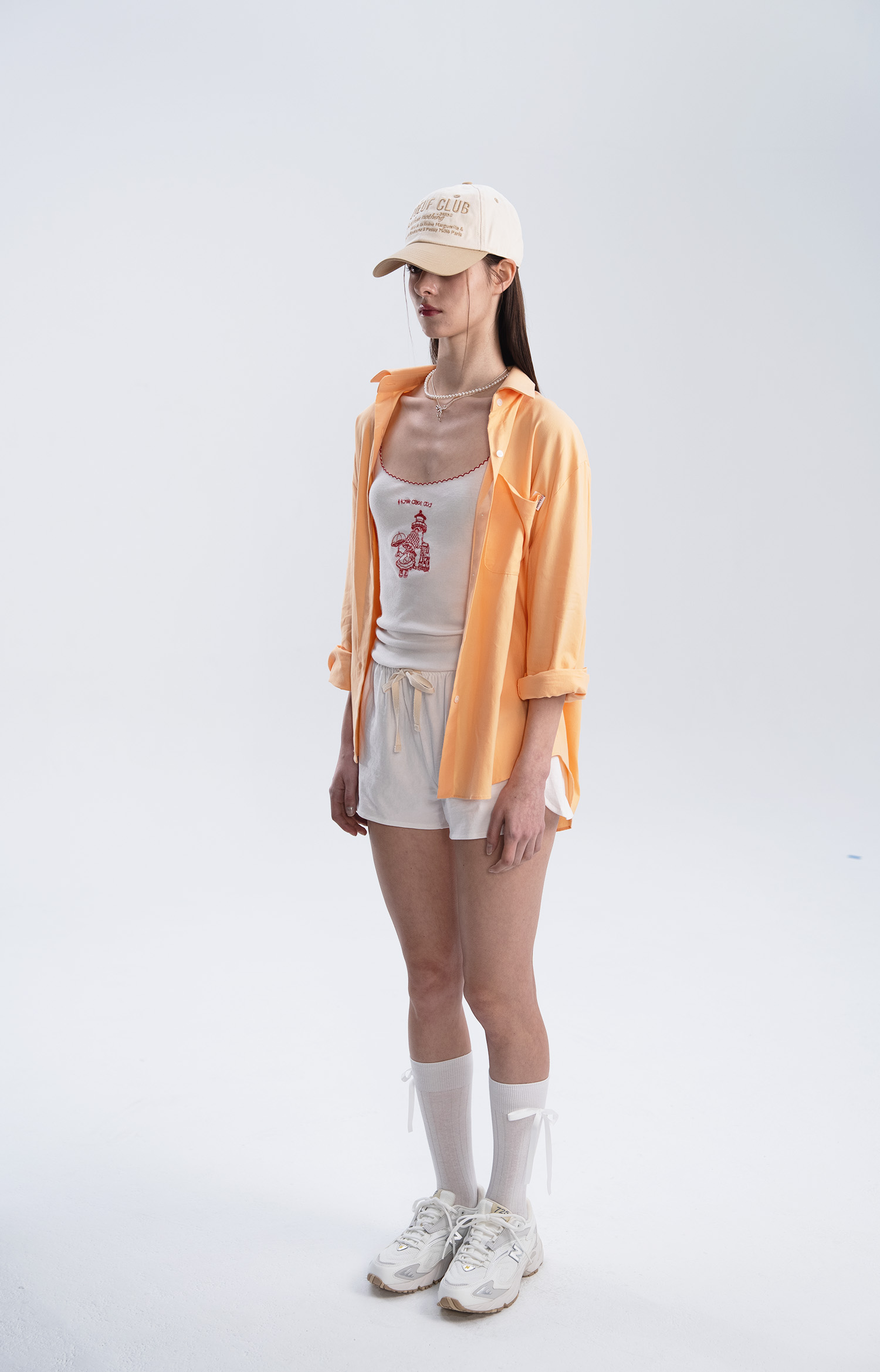 L'OEUF CLUB Slogan Ball Cap (Off white/Beige)