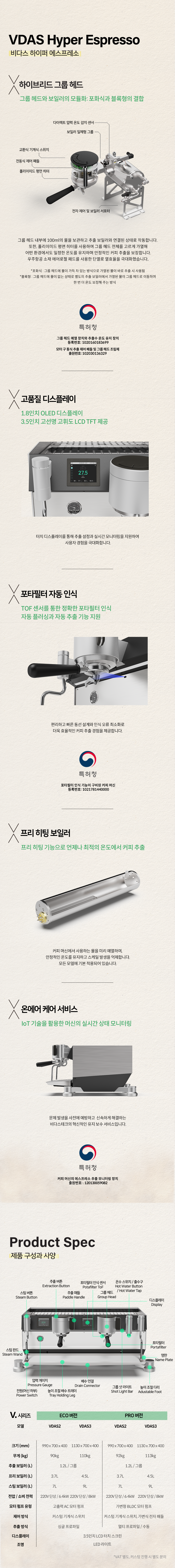 VDAS 비다스 하이엔드 에스프레소 머신 2/3Group