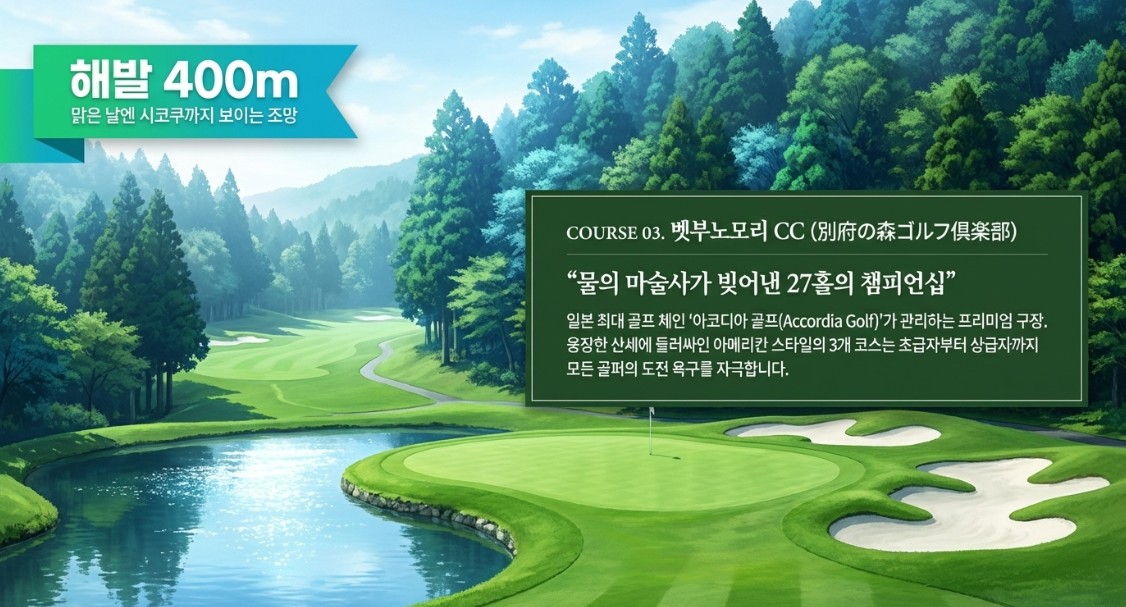 항공별도상품 ★여름특선 고원3색골프 ★ 후쿠오카 유후인3색 온천골프 2박3일 930,000원~