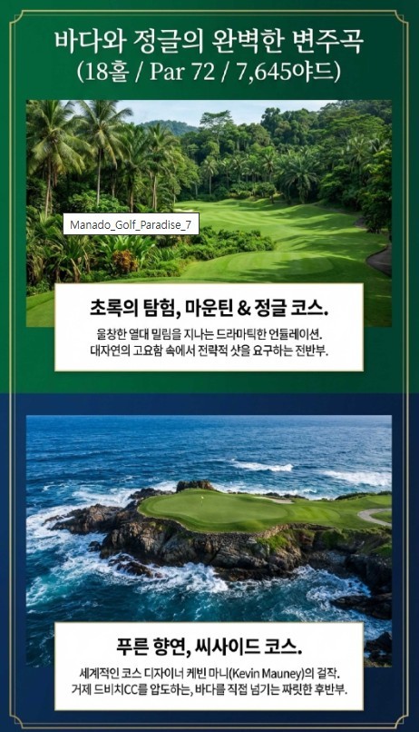 ▧ 인도네시아 마나도 골프여행 3박5일 1,490,000원~ 캐디팁+비다외 올포함🔹유럽인만 알던 신이 숨겨둔 마지막 파라다이스