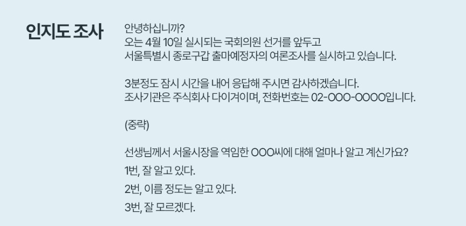 인지도 조사 샘플