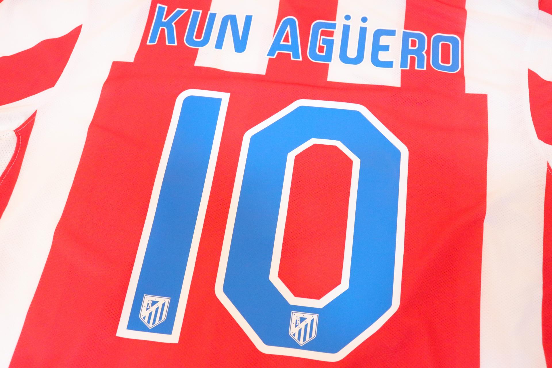 2010-2011 Atletico Madrid Home S/S #10 Kun Aguero - L