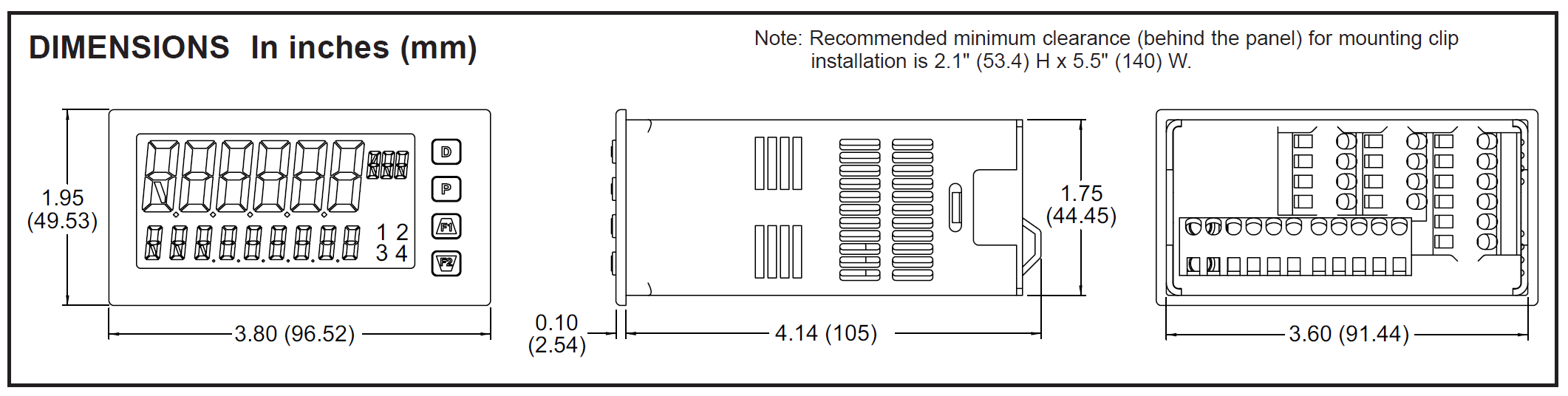 Red Lion PAX2D Dimensions 도면 치수