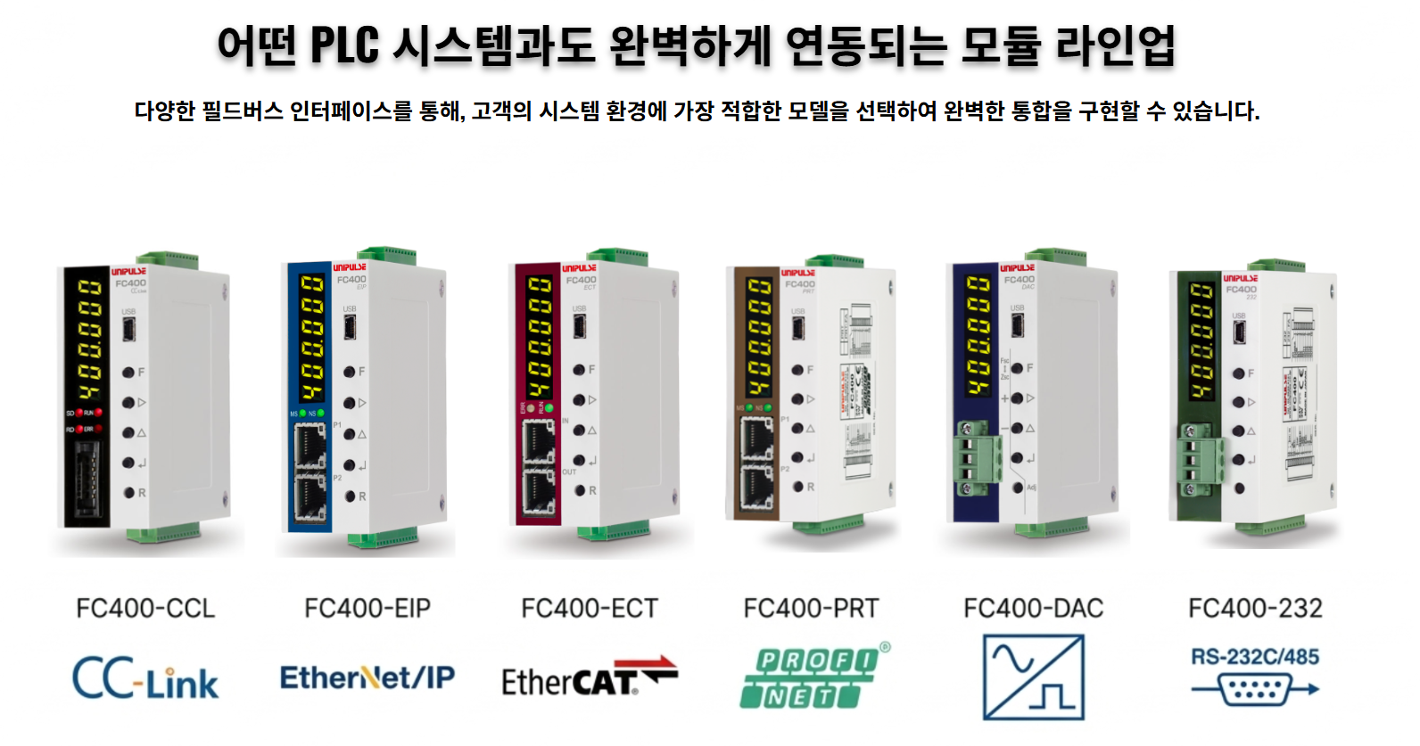 FC400 유니펄스 고속 디지털 인디케이터 라인업 및 네트워크 통신