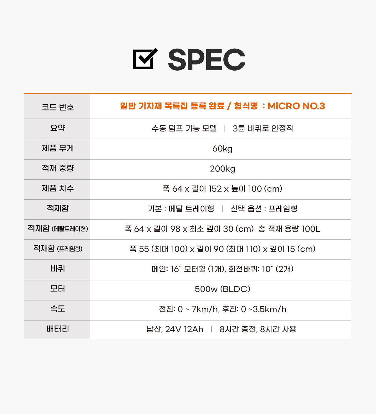 MiCRO NO.3 전동운반차