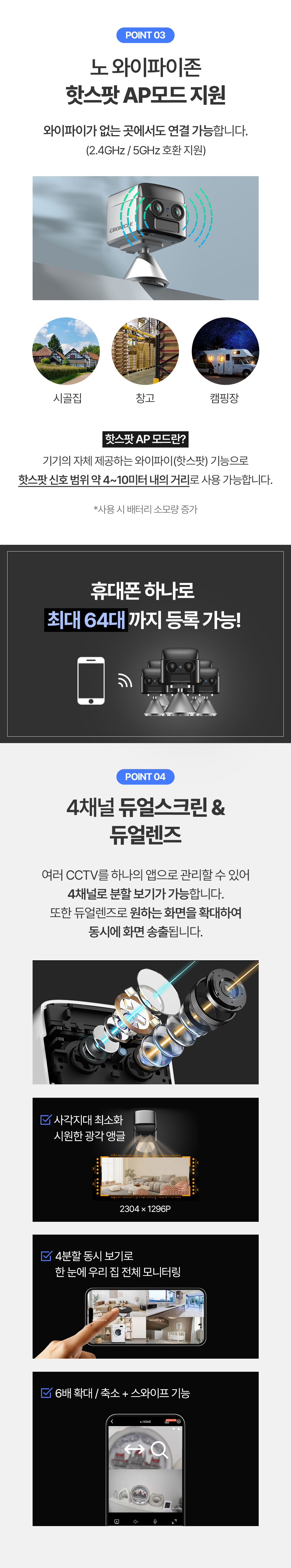 크로니클 듀얼렌즈 무선 현관 CCTV 실시간 홈캠 (사각지대 헌터)