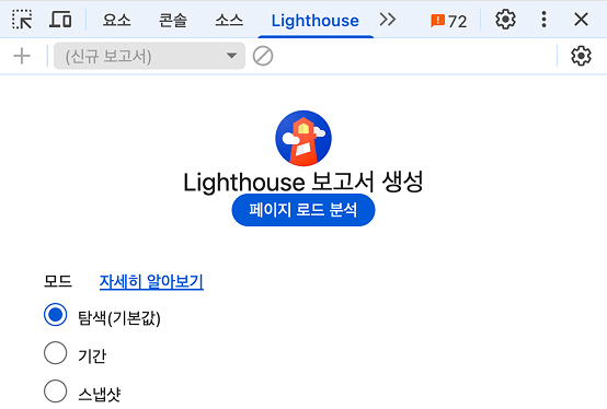 개발자모드 Lighthouse