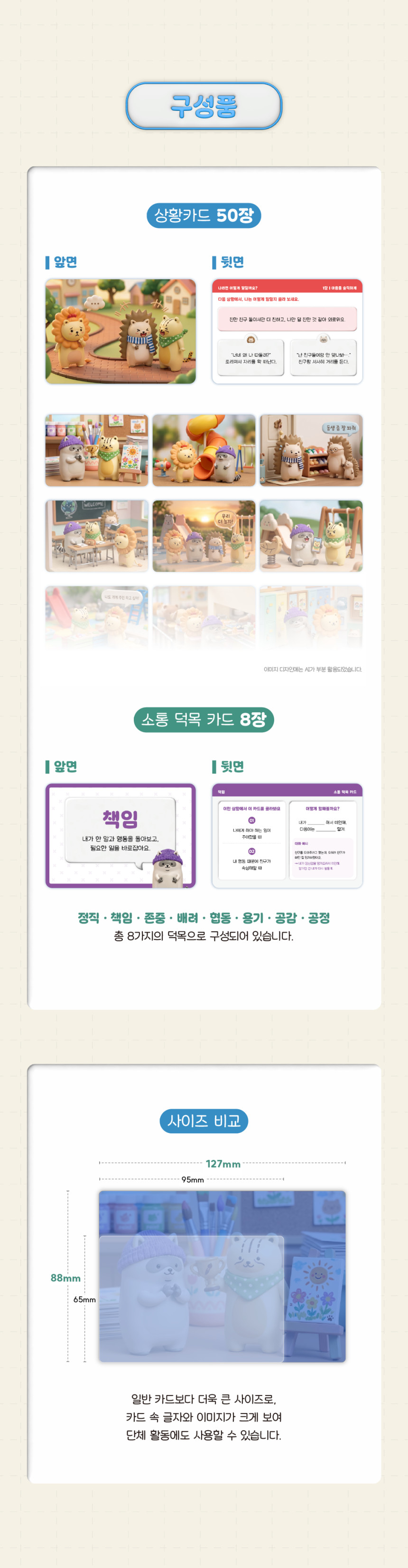 관계 소통 카드, 유아 초등 대인관계 의사소통 사회정서 역량 향상 카드 60장, 1세트
