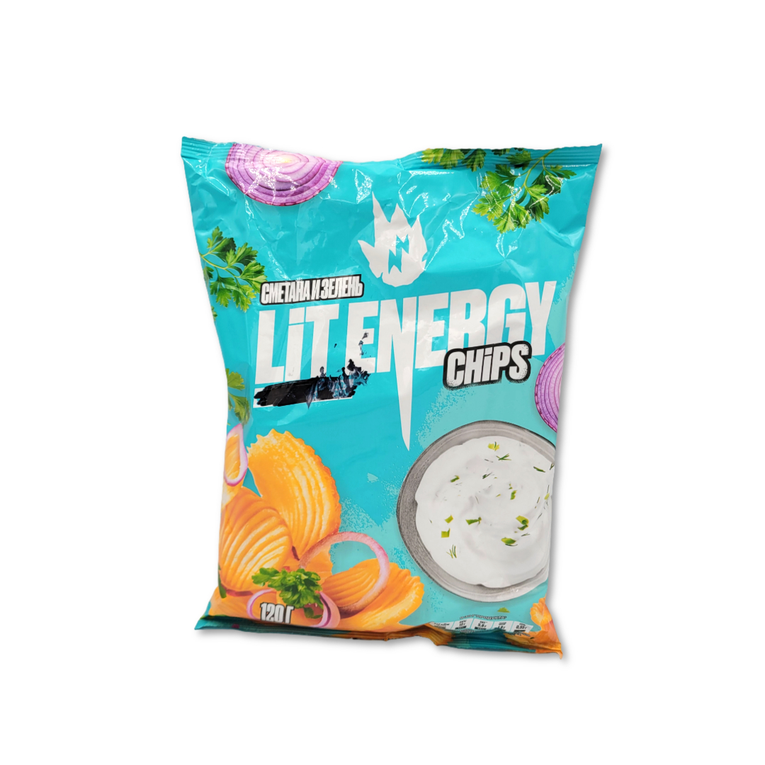 [931103] LIT ENERGY Сметана Зелень чипсы 120г