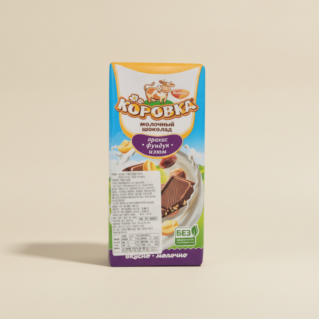 [290504] Шоколад Коровка с арахисом и изюмом 75 г