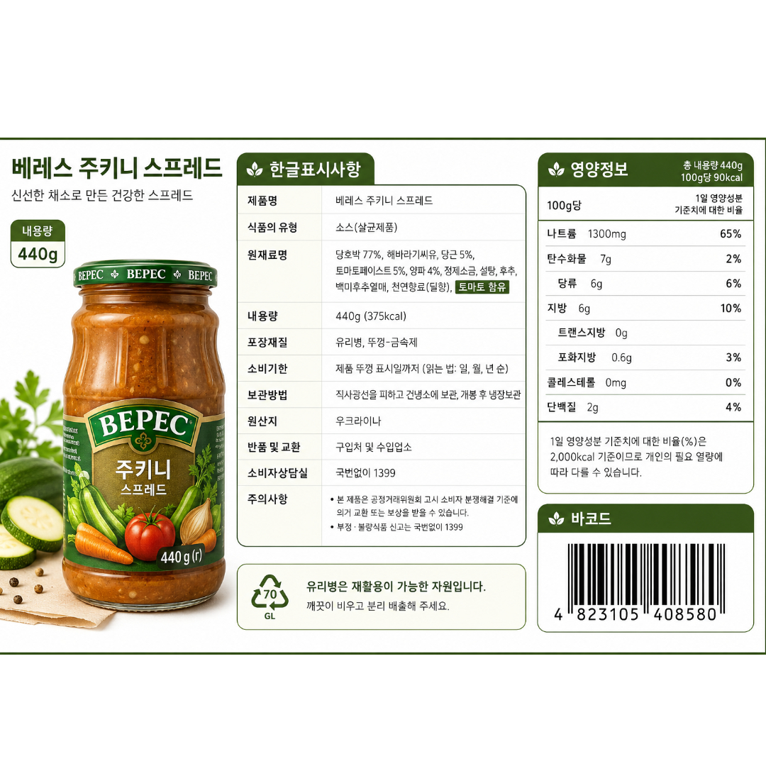 [408580] 베레스 주키니 스프레드 440g