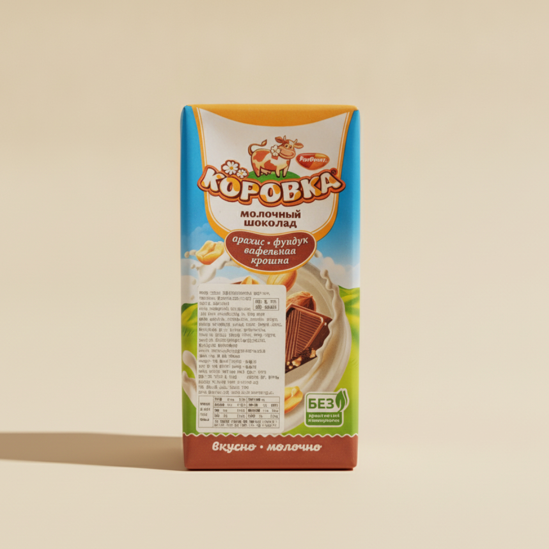 [290511] Шоколад Коровка с арахисом и фундуком 75 г