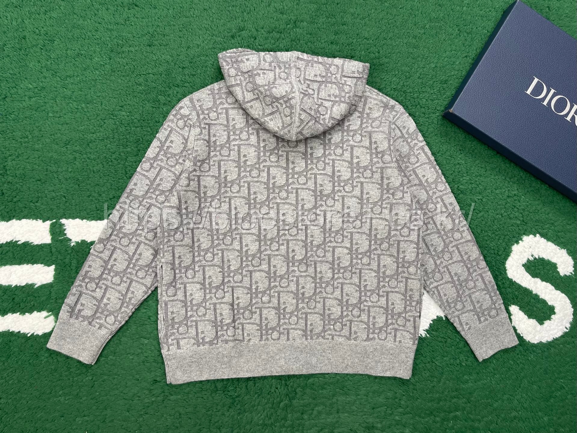 디올 오블리크 울 블렌드 자카드 후드 지퍼 가디건 2color (네이비) (그레이)