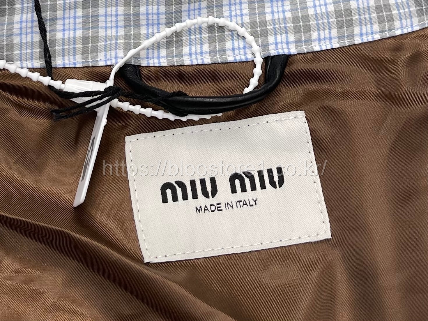 (W) 미우미우 체크 테크니컬 패브릭 블루종 재킷