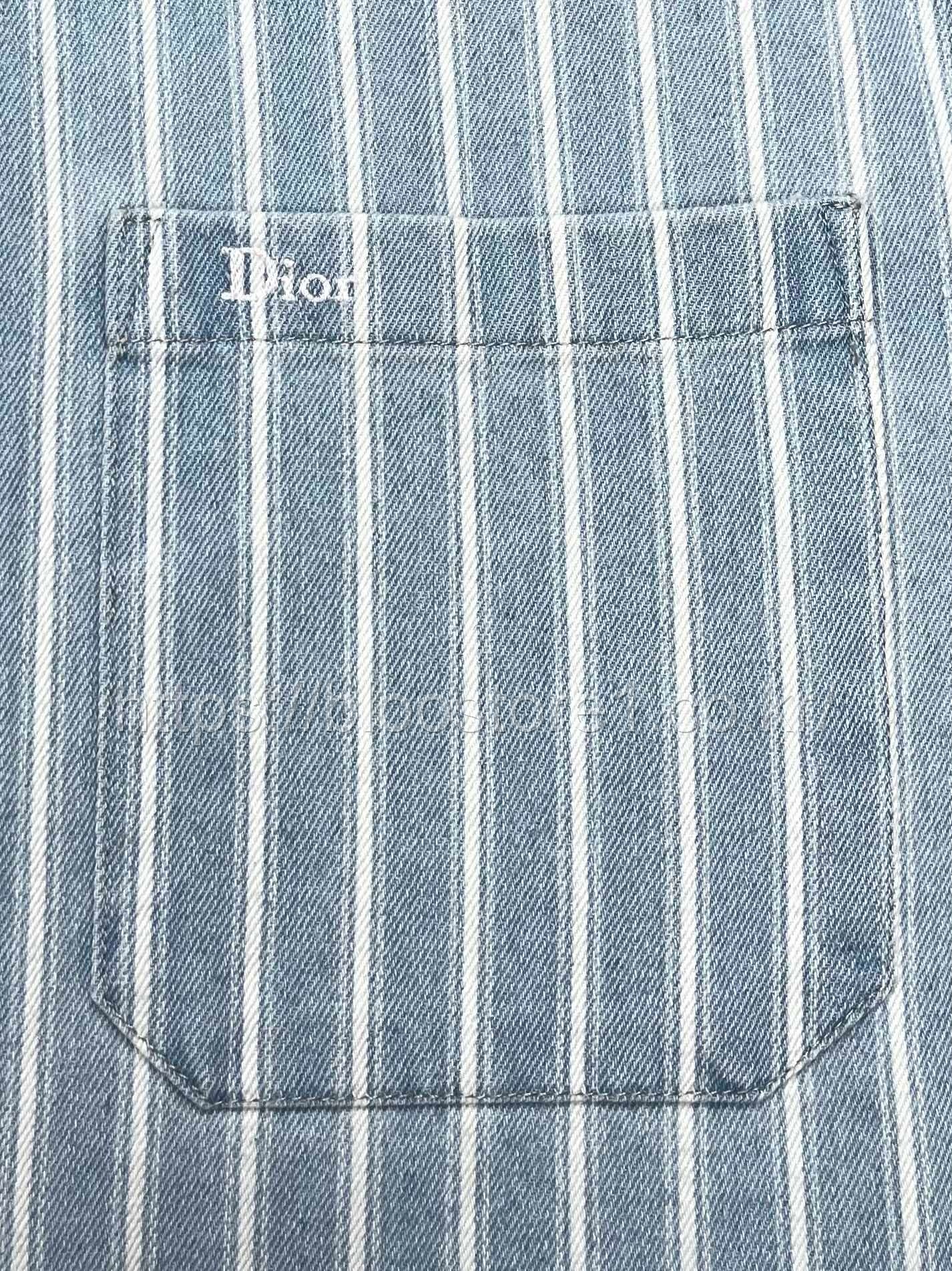 디올 블루 스트라이프 코튼 트윌 오버셔츠