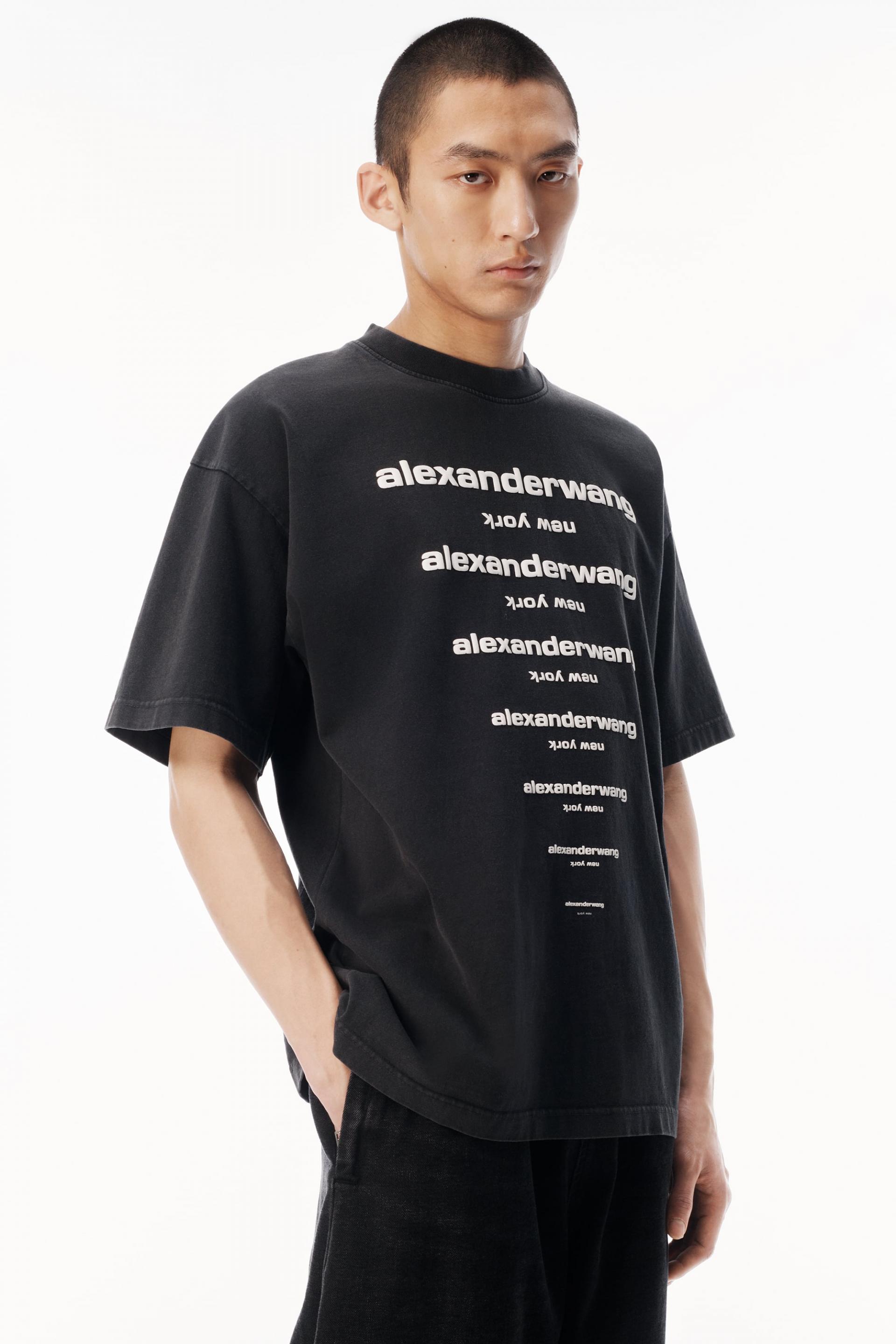 알렉산더 왕 그라디언트 로고 숏 슬리브 티셔츠