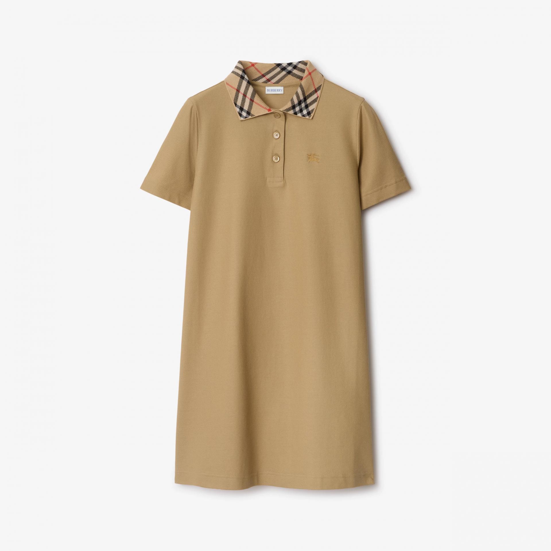 (W) 버버리 체크 칼라 코튼 폴로셔츠 드레스 color (베이지) (블랙)