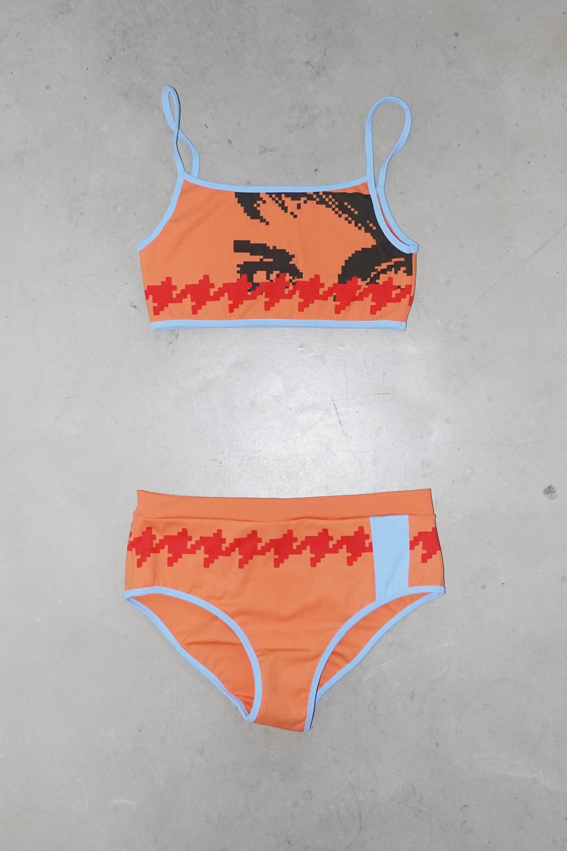 PIXEL HOUND CAMI SWIM SET ORANGE