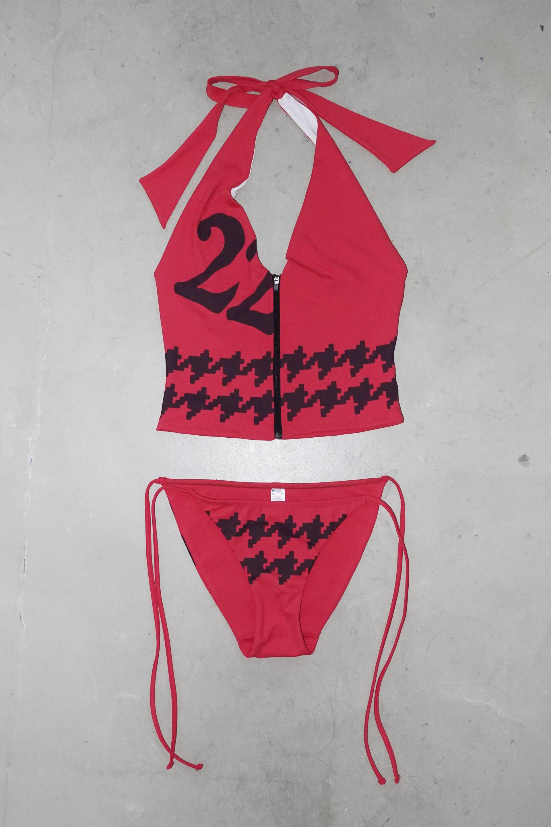 PIXEL HOUND ZIP HALTER SWIM SET RED