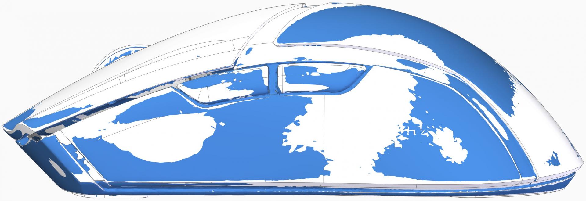 컴퓨터 마우스 역설계 완료된 데이터와 3D스캔한 메시데이터를 겹친 상태-2. [사진=알테크]