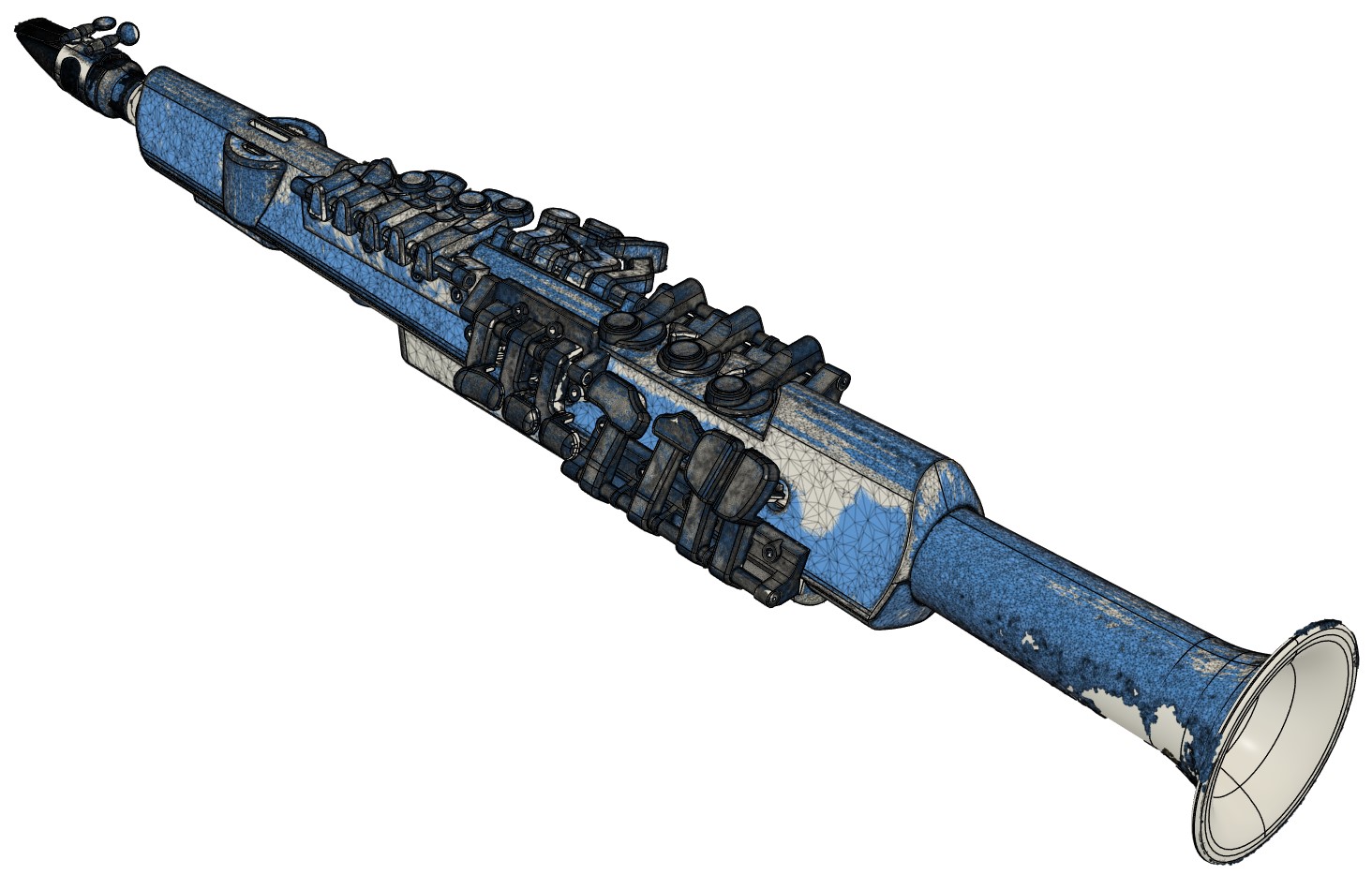 3D스캔 한 메시데이터와 역설계 데이터 겹친 상태