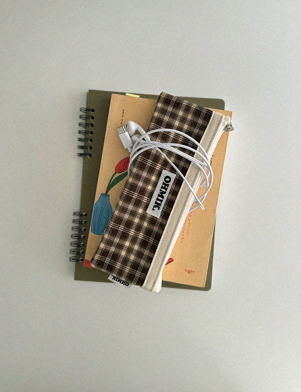 [000] Pencil Pouch - Brown Check 브라운 체크