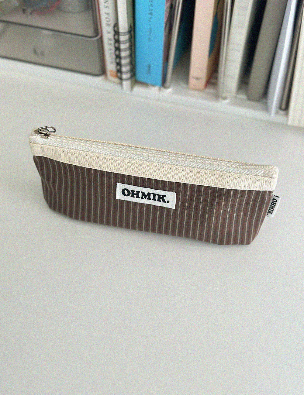 [000] Pencil Pouch - Brown Stripe 브라운 스트라이프