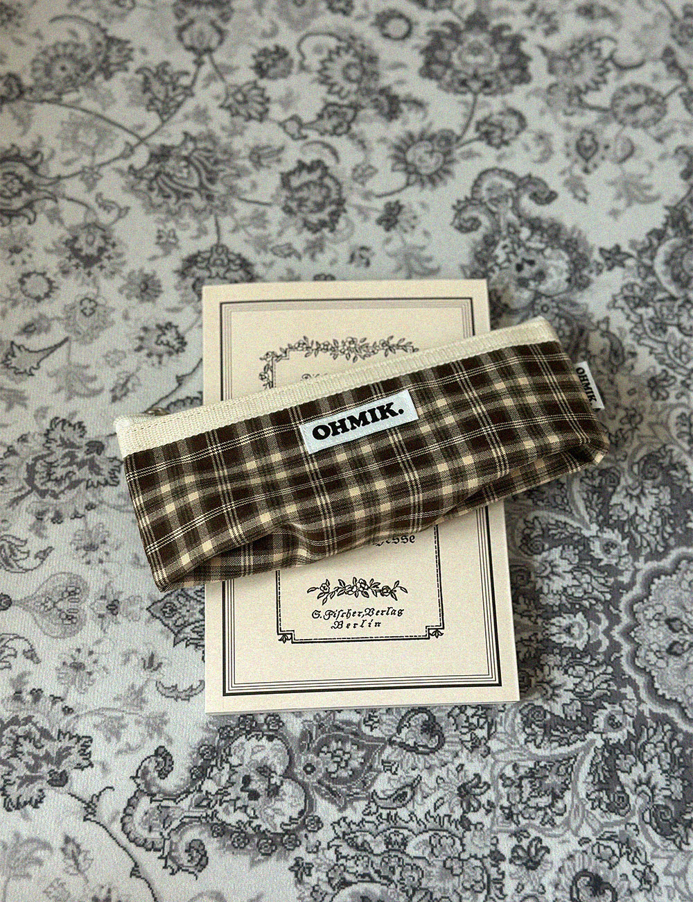 [000] Pencil Pouch - Brown Check 브라운 체크