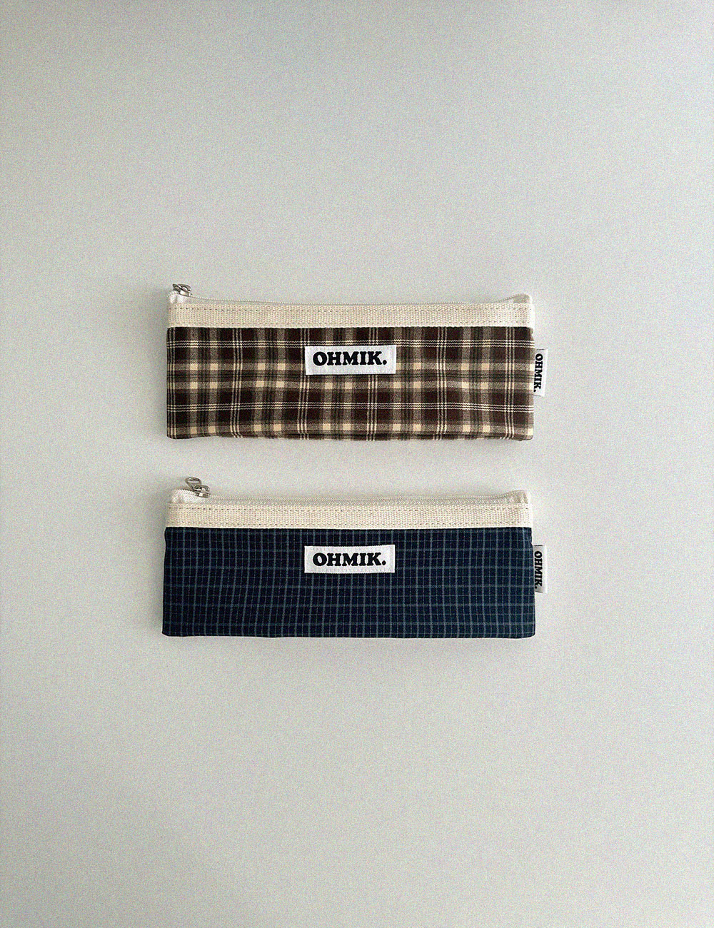 [000] Pencil Pouch - Navy Check 네이비 체크