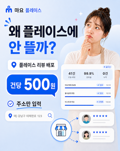 마요 플레이스 — 왜 플레이스에 안 뜰까? 플레이스 리뷰 배포 건당 500원