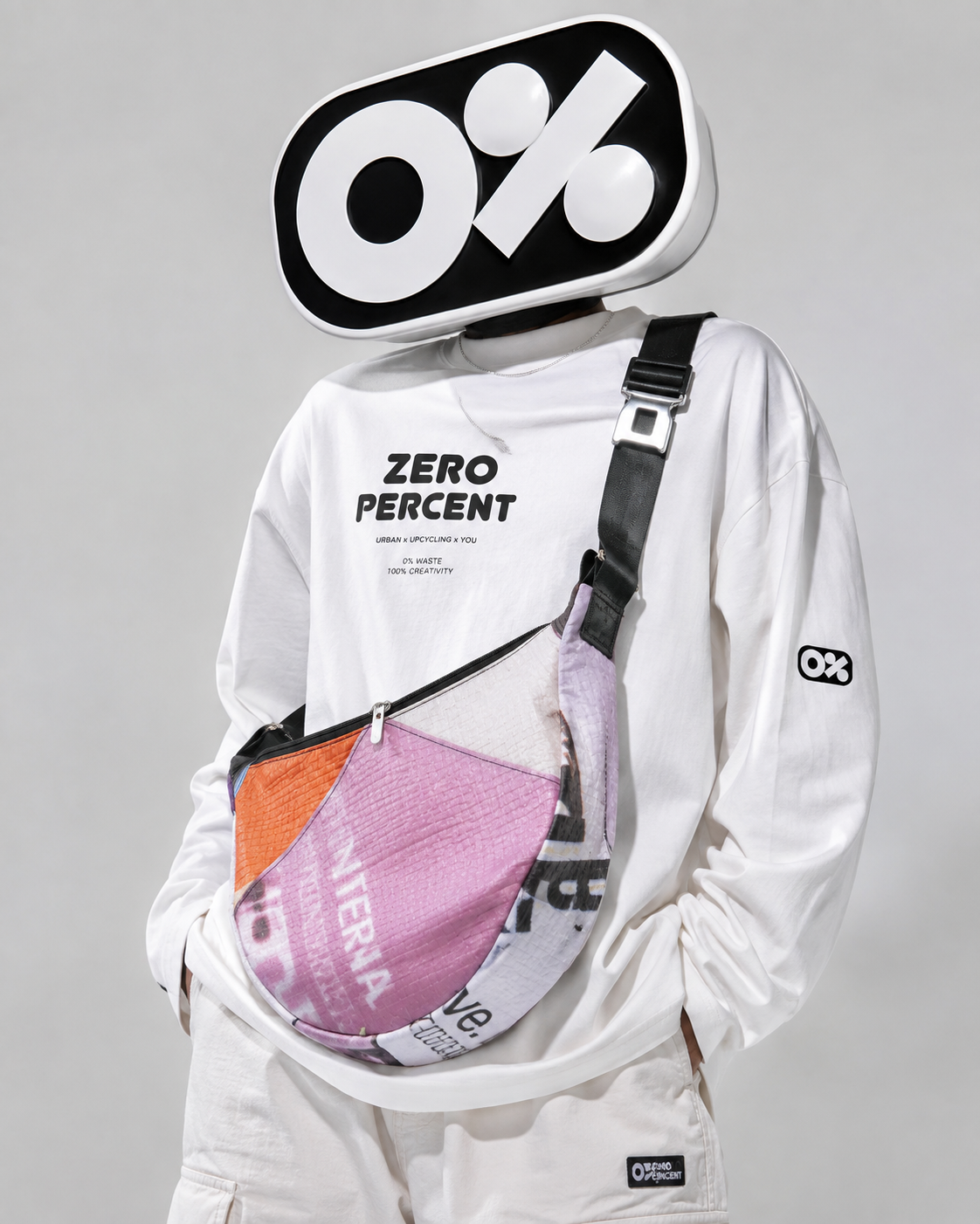 Zero Percent 0% URBAG Upcycled Crescent Hobo Bag zp260630
