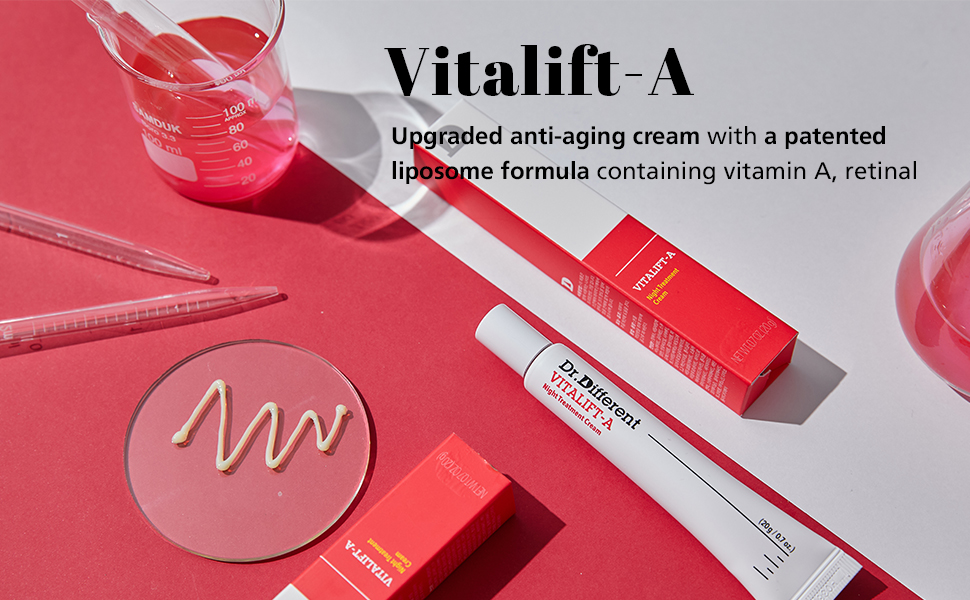  Dr.Different VITALIFT-A - Retinal Anti-Aging And Anti-Wrinkle  Night Treatment For Lifting And Firming-Face Moisturizer Cream With Vitamin  A & Hyaluronic Acid - Hydrating Cream For Men & Women 0.7oz. : Beauty