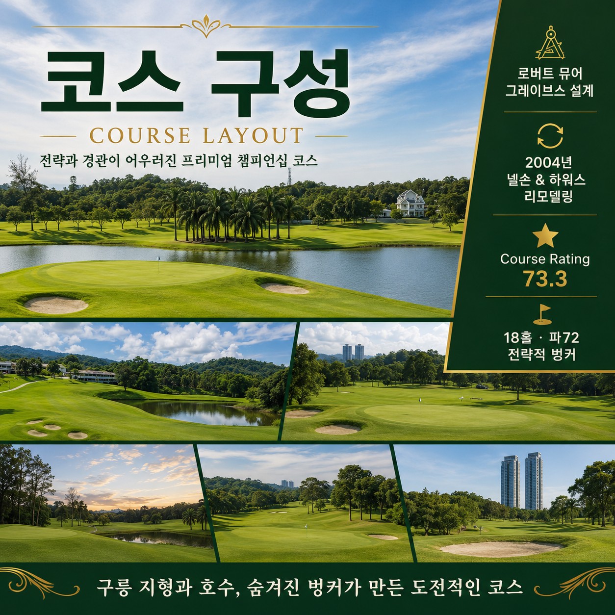 코타키나발루 힐튼호텔 3색 골프 3박5일｜수트라·사바·카람부나이