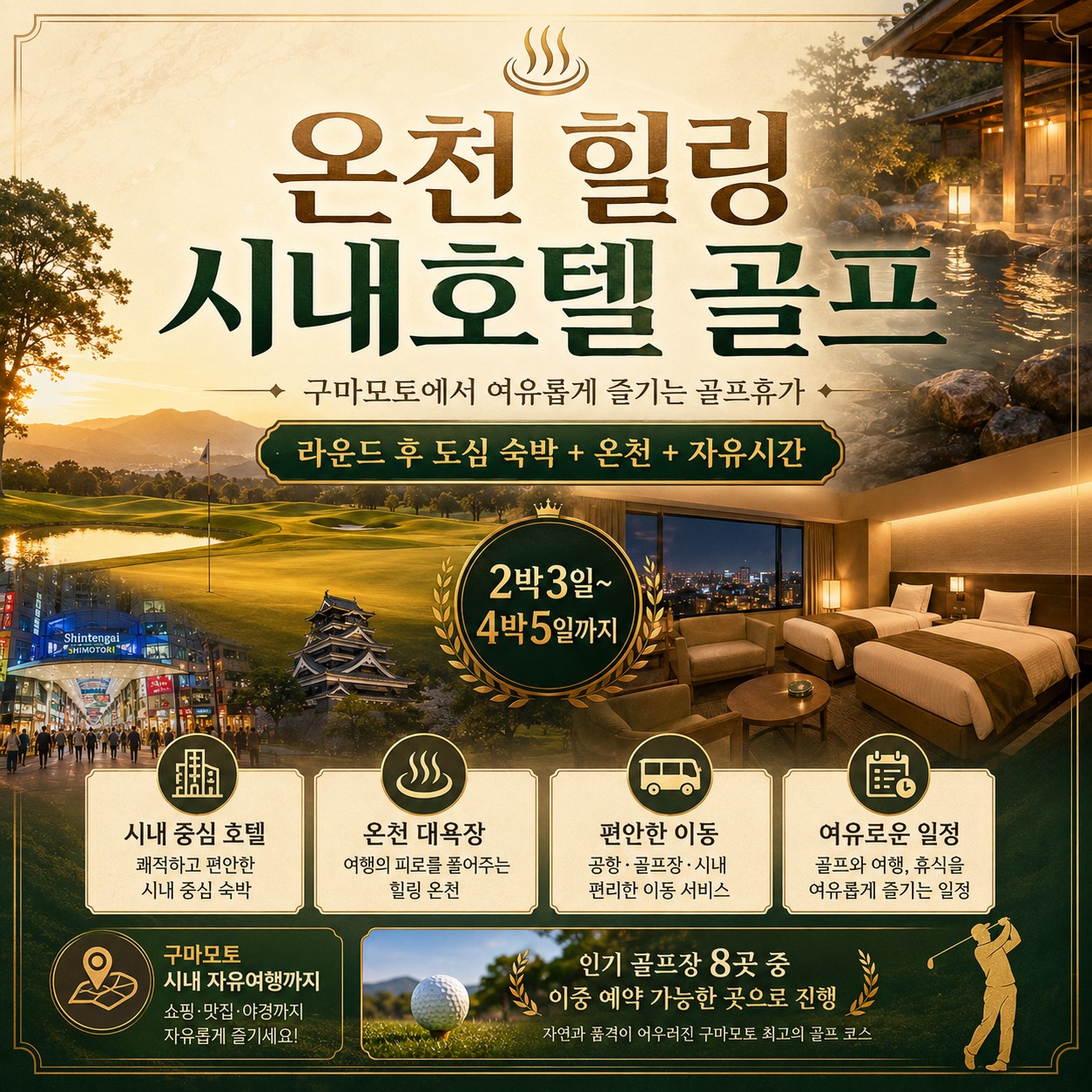 🏌️‍♂️ 구마모토 시내호텔 골프투어
