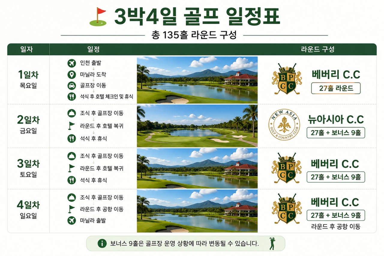⛳[필리핀 클락 성수기 주말 얼리버드 특가]