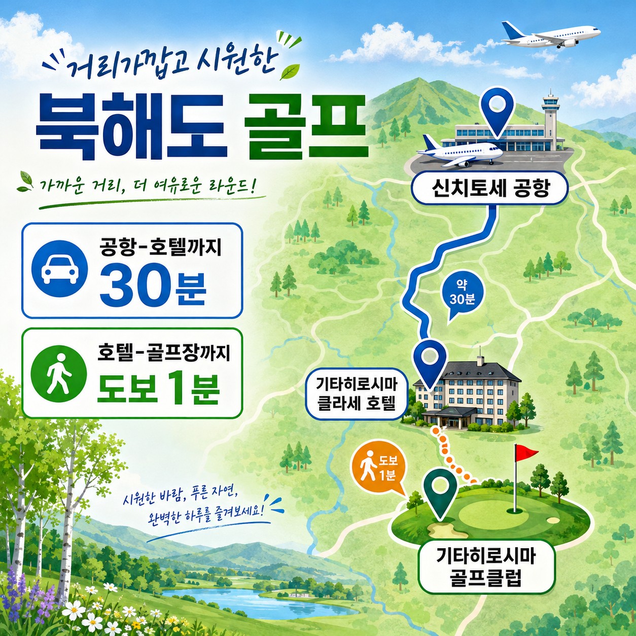 ⛳북해도 클라세 리조트 골프 <최상급 온천수>⛳