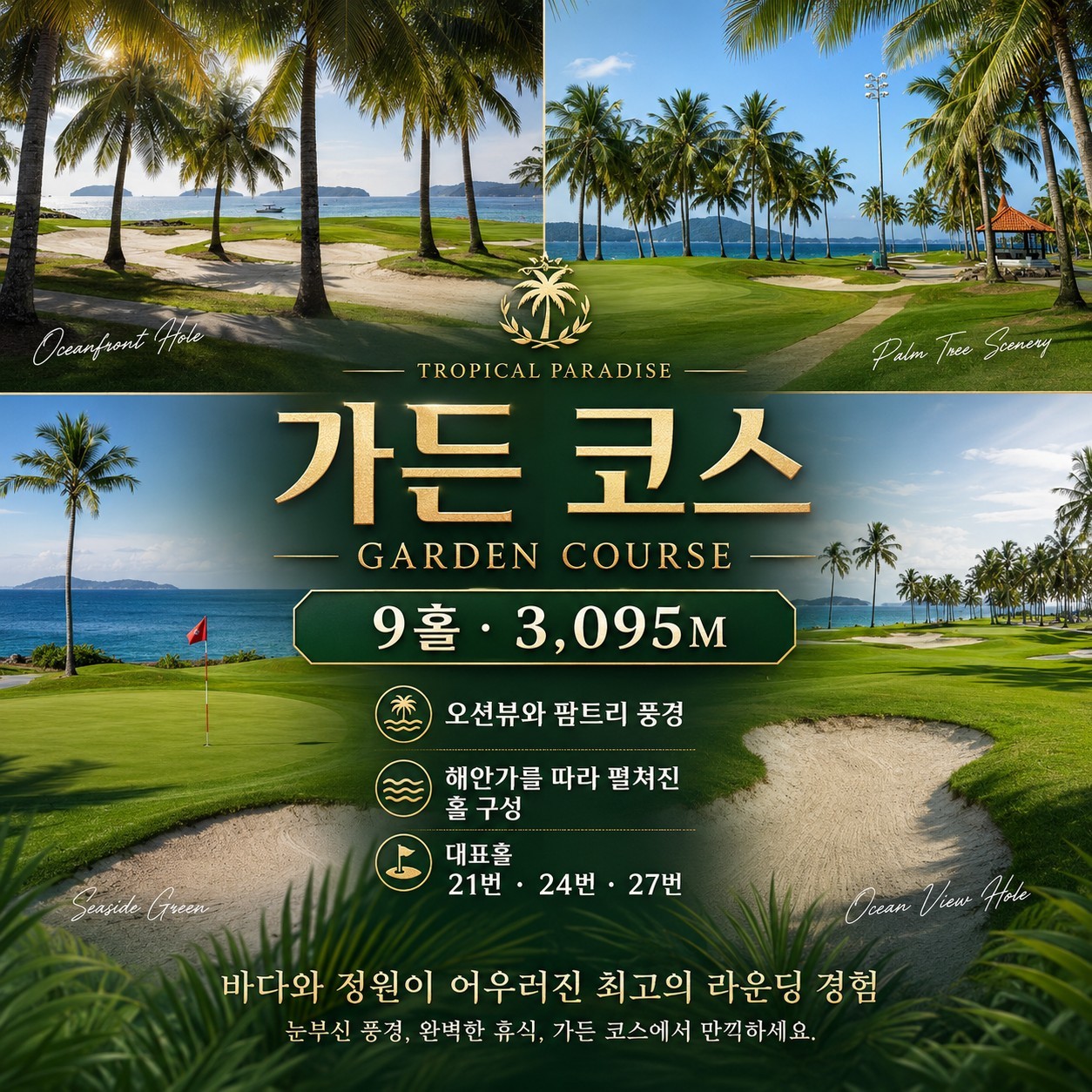 코타키나발루 힐튼호텔 3색 골프 3박5일｜수트라·사바·카람부나이