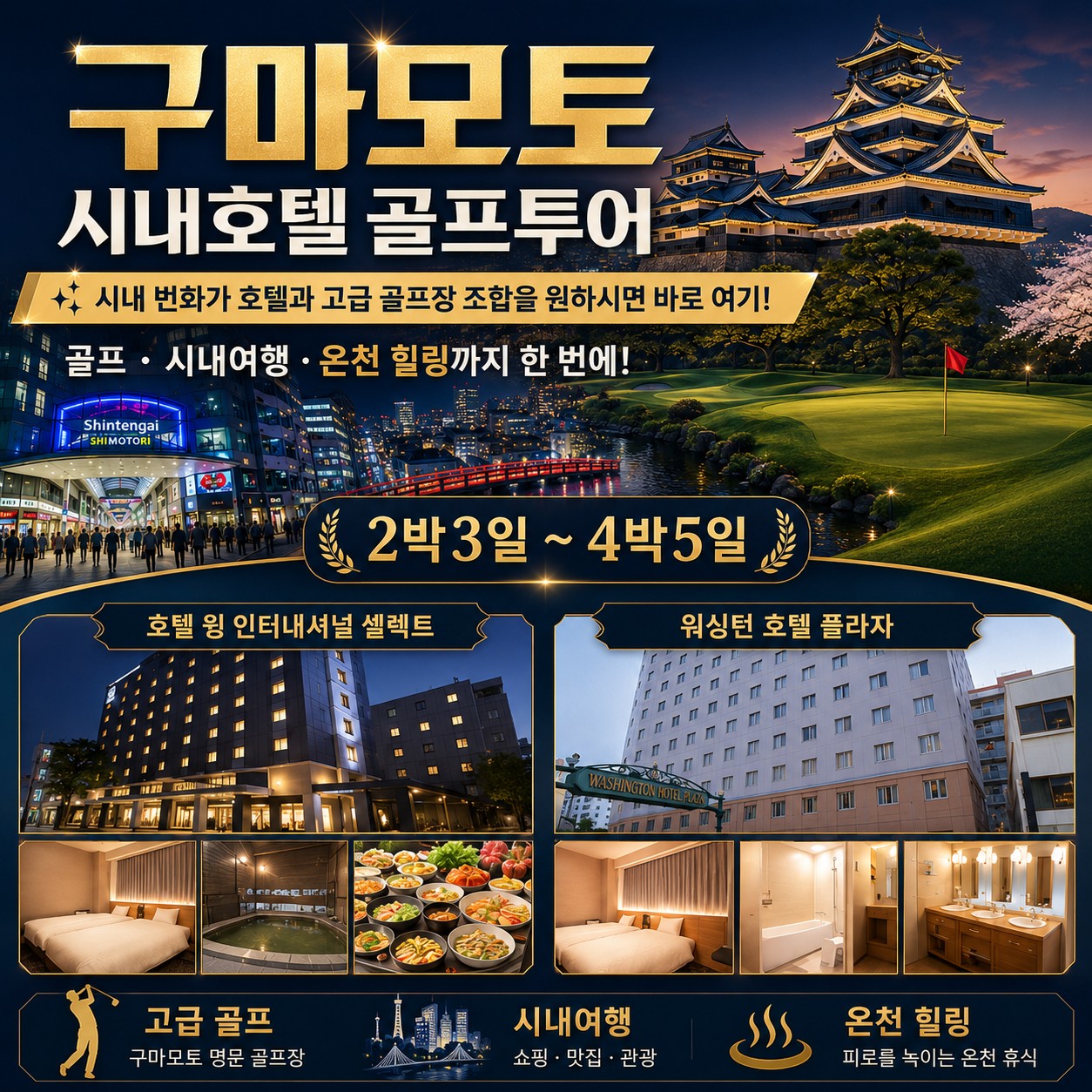🏌️‍♂️ 구마모토 시내호텔 골프투어
