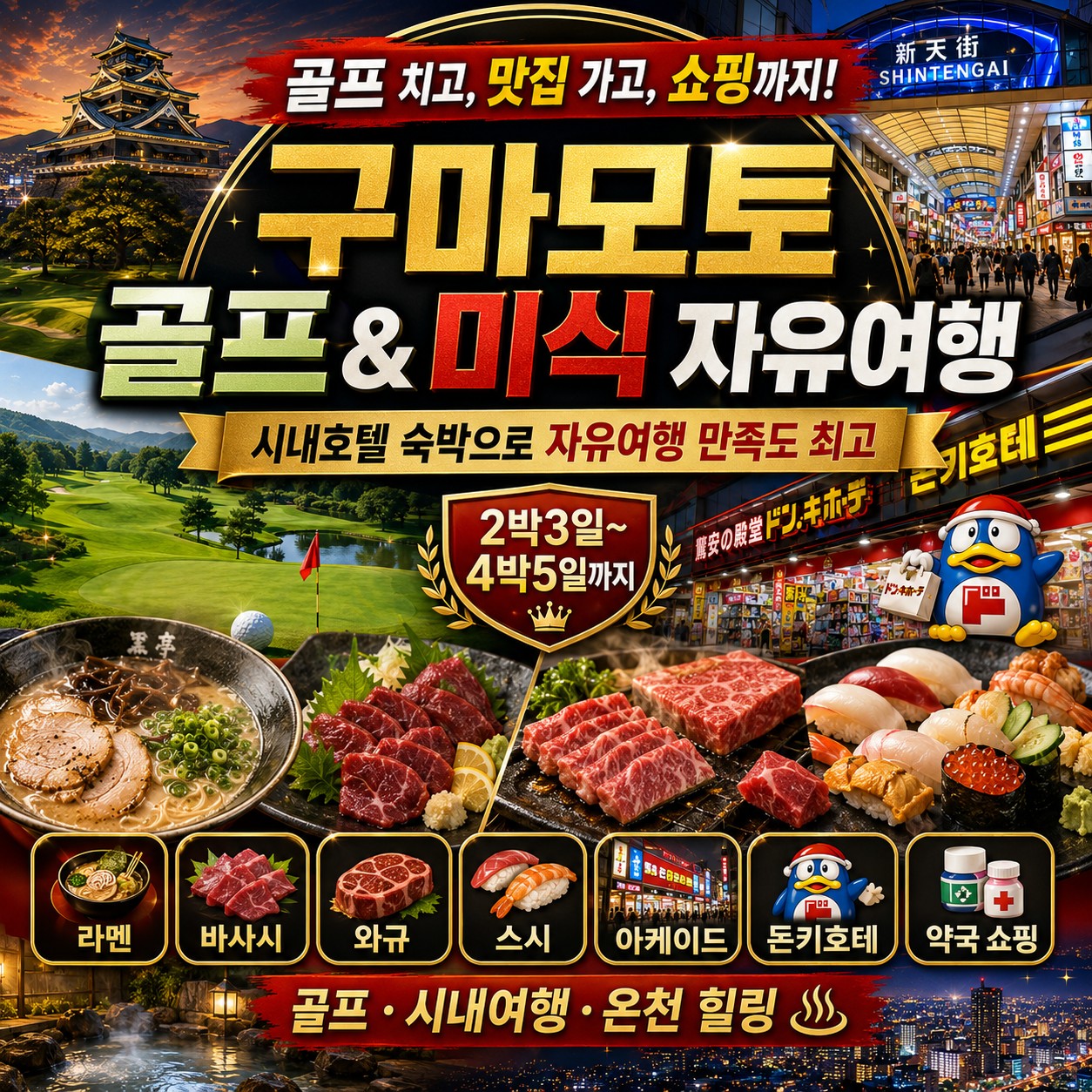 🏌️‍♂️ 구마모토 시내호텔 골프투어