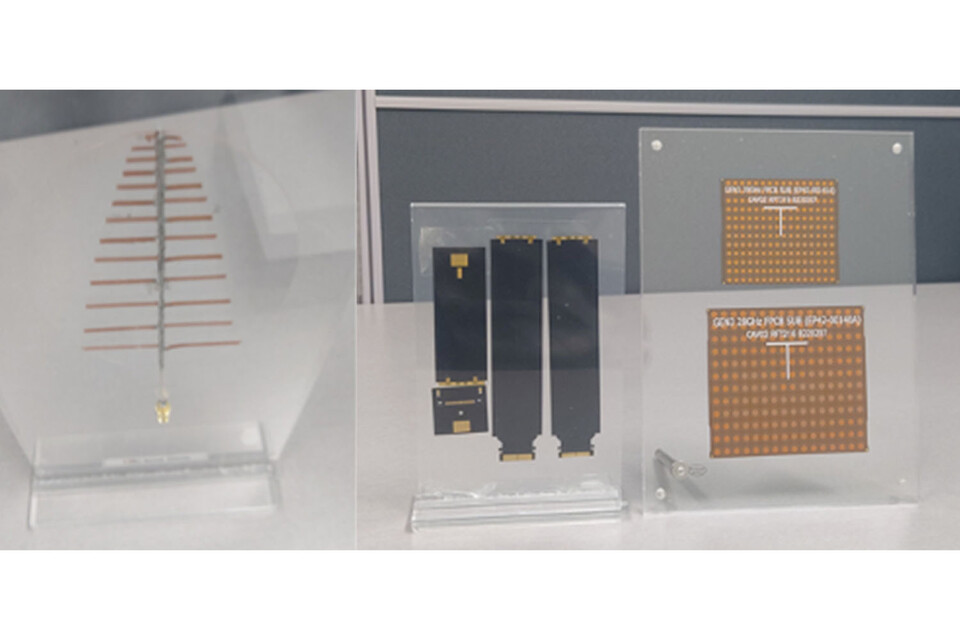 (From Left) Standard Antenna and Low-Dielectric 5G Antenna Using CIT’s Technology | Photo by CIT