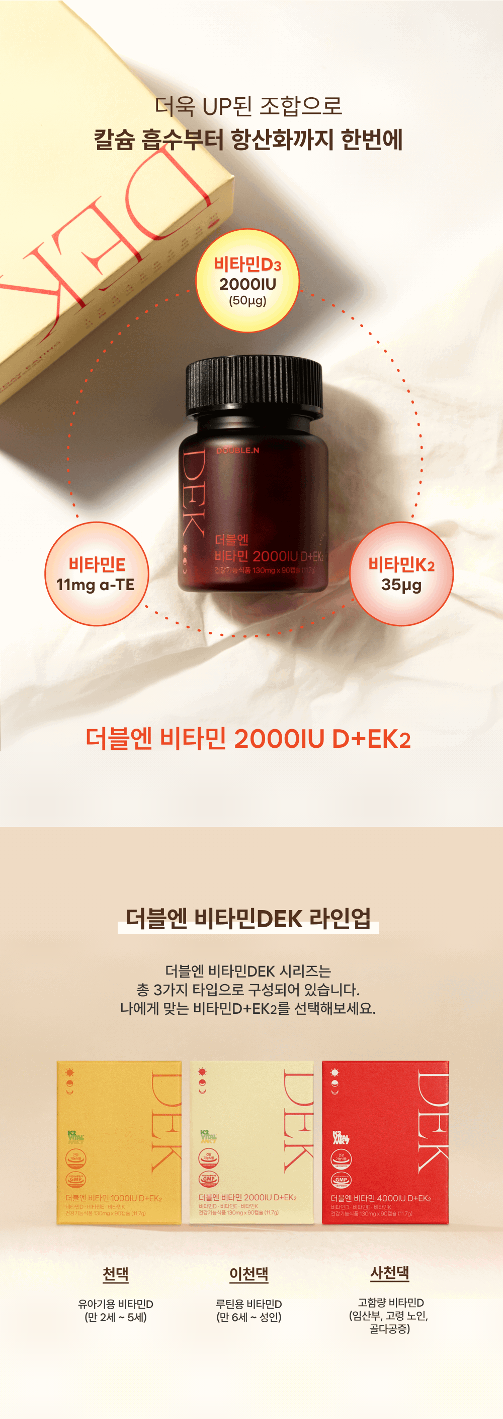 [약사부부X더블엔] 비타민 1000IU D+EK2 / 비타민 2000IU D+EK2