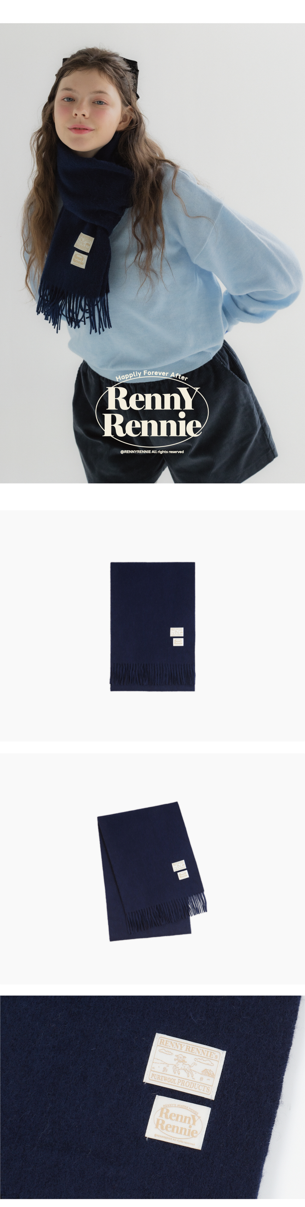 PREMIUM PURE WOOL 100 MUFFLER [ NAVY ] - 프리미엄 울 100