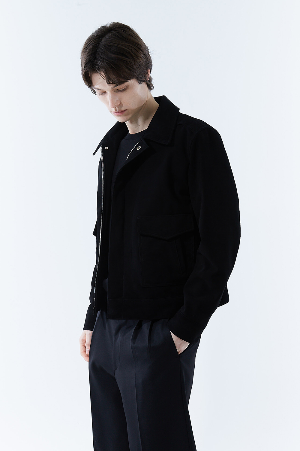 LUXURY A2 파일럿 에어포스 히든 딥-블랙 스웨이드자켓