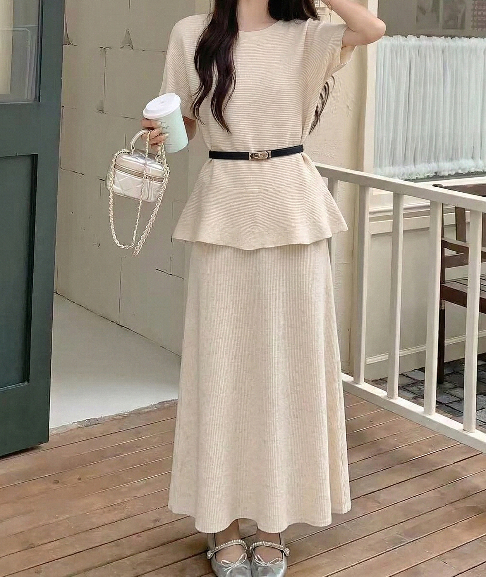 Peplum Pleats Skirt Set - 페플럼 플리츠 스커트 세트